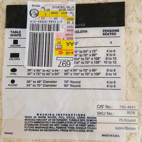 Dara Ivory 70" Round Lace Tablecloth NWT - Picture 5 of 6